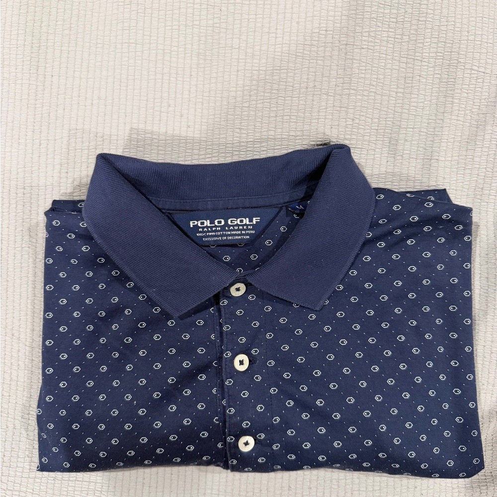 Ralph Lauren Polo Golf Navy Patterned Men's Polo Shirt Medium